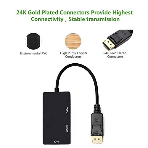 Water-chestnut 3 in 1 Displayport DP Male to HDMI/DVI/VGA Female Adapte Converter Cable 1080P