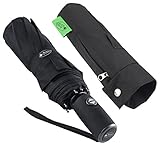 Umbrella Windproof - Automatic Foldable Compact Travel Umbrella by Outdew, Features Heavy Duty Teflon Coating with Portable Auto Open Close Folding Feature and Upgraded Comfort Handle Black Wind-Proof