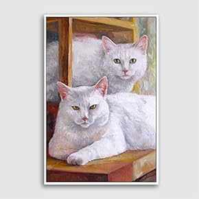 Framed Canvas Home Artwork Decoration Cute Cat Canvas Wall Art for Living Room, Bedroom - 16x24 inches