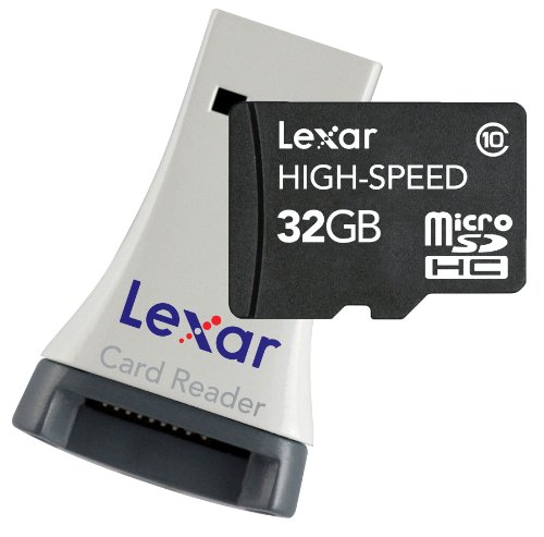 Lexar High-Speed MicroSDHC 32GB Flash Memory Card with Reader LSDMI32GBSBNAR