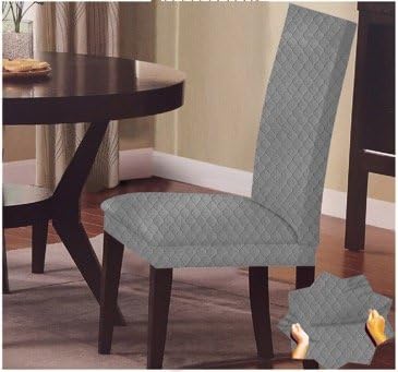Modern Gray Chair Cover Protector and Slipcover with Elastic Bottom - Top Notch Stretchable Polyester for Kitchen or Dining Chairs - Easy to Use, Comfortable &amp; Soft