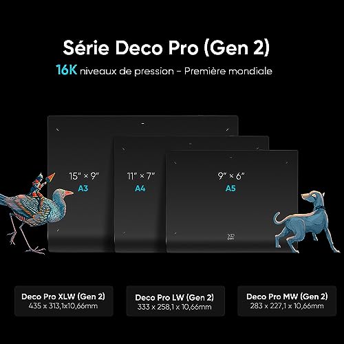 XP-PEN Deco Pro LW (Gen 2) Graphics Tablet Drawing Graphics Tablet without Bluetooth 5.0 Screen, Stylus with 16K Pressure Levels, Compatible with Windows Chrome OS MacOS 10.10 Android 10.0 Linux