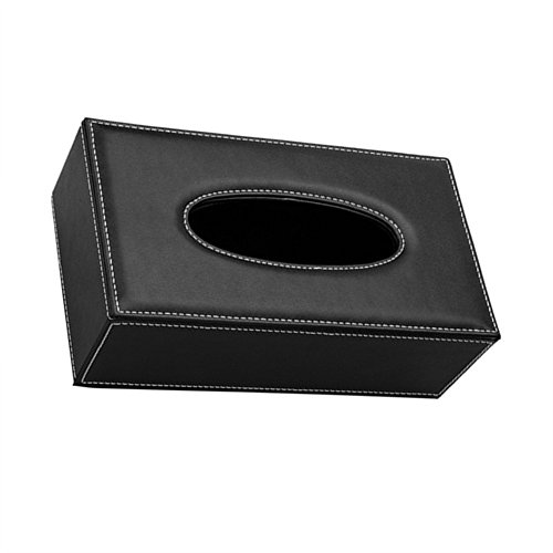 Better-love Luxury PU Leather Rectangular Tissue Box Holder Cover Case Tray Pumping for Home Office Car Automotive (Black)