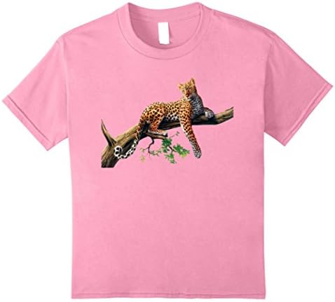 unisex-child Lazy Leopard T Shirt Cheetah resting 8 Pink