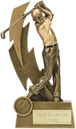 Gold Flash Golf Trophy with Free Engraving up to 30 Letters (19.5cm)