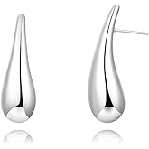 Gold plated dangle Tear drop earrings hoop for women,chunky Cartilage earrings studs for women,lightweight statement jewelry for gifts