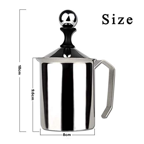 Elektrischer Schneebesen, Handpumpen-Milchaufschäumer aus Edelstahl, manuell betriebener Milchschaumbereiter, 17-Unzen… – Bild 8