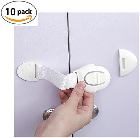 MikiAyla 10pcs Child Safety Cloth Locks for Drawer Door, Cabinet, Oven, Cupboard, Toilet Seat | Multi-Purpose Use | No Drilling Needed | Super Strong 3M Adhesive