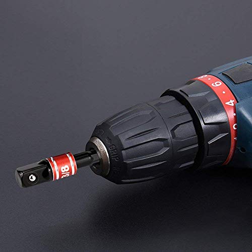 Impact Grade Socket Adapter/Extension Set Turns Power Drill Into High Speed Nut Driver,3Pcs 1/4" 3/8" 1/2" Bits Cr-V Hex Shank,for Cordless Drills Ratchet Extension,Universal Socket Wrench Adapter Set