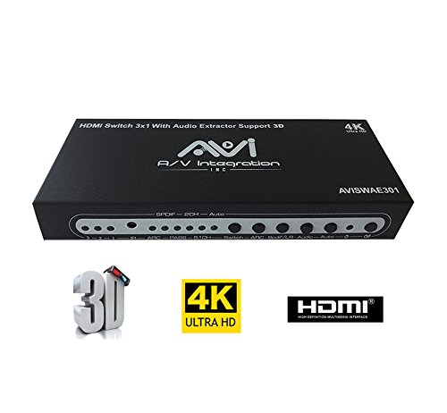 AVI 3X1 HDMI SWITCHER with Audio Extractor SUPPORT 3D 4K@60HZ Ultra HD 4Kx2K@30Hz