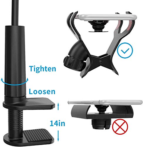 Ceuta Retails Cell Phone Clip Holder Gooseneck Clamp Lazy Mount Flexible Bracket Mobile Stand for Bed Office Kitchen App