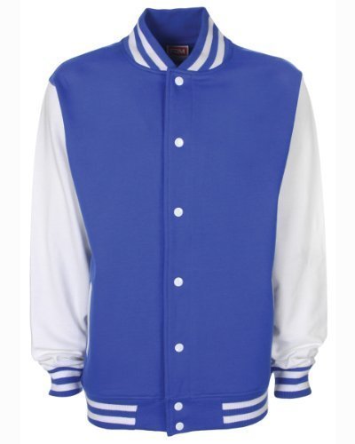 FDM Unisex Varsity / University Jacket (Contrast Sleeves) (M) (Royal/White)