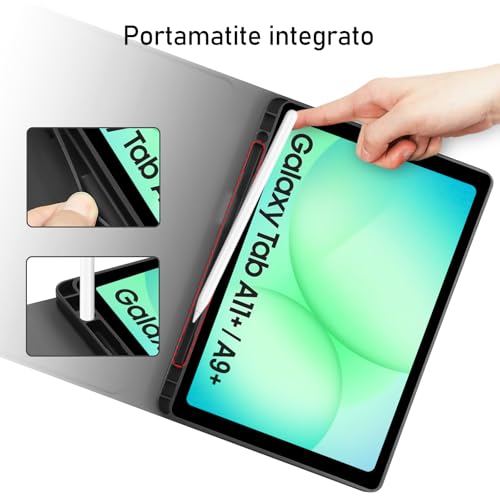 Tastiera Custodia per Samsung Galaxy Tab A11 Plus 2025/Tab A9 Plus 2023 11 Pollici, Custodia per Italiano QWERTY Tastiera con Portapenne,Tastiera Bluetooth Staccabile Cover con Samsung A11+/A9+ (Nero)