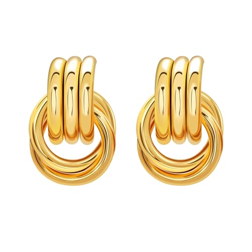 FidelongJH Gold Plated Knot Earrings