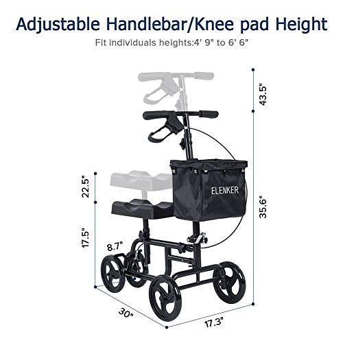 ELENKER Knee Scooter Economy Steerable Knee Walker Ultra Compact