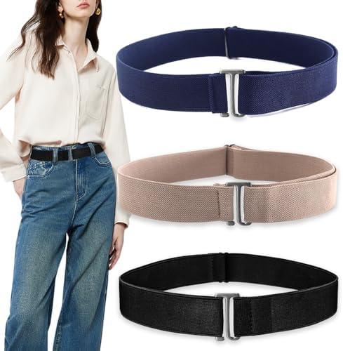 4 Pack No Show Stretch Belts for Women Invisible Elastic Belt Falari 4 Pieces Women Elastic Stretch Belt Invisible No Show  main image 2
