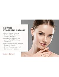 Aretes de tuerca de oro macizo de 14 quilates con circonita de Swarovski genuina de 0.50 a 3.0 CTW con caja de regalo