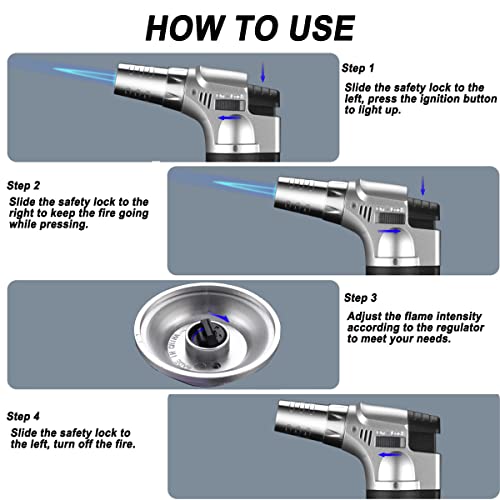 2 Pack Butane Torch, LGUIY Blow Torch Refillable Kitchen Cooking Torch