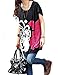OURS Women Loose Fit Short Batwing Sleeve Flower Pattern Tunic Shirt (A3)