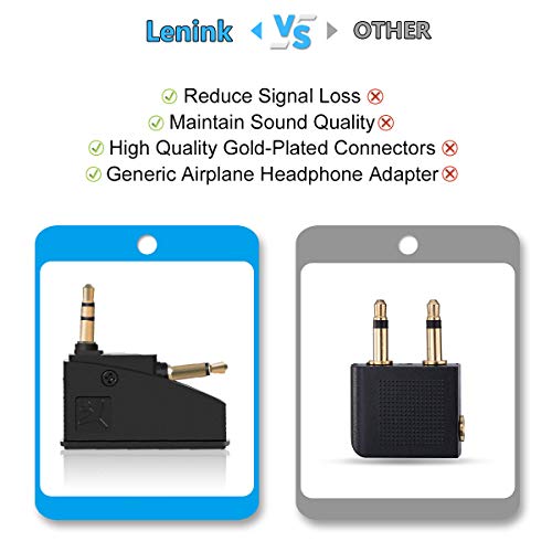 Lenink 2 Pack Generic Airline Airplane Flight Headphone Adapter Converter Compatible with Bose QC2 QC3 QC15 QC20 QC25 AE2 Headphones,Aviation Plugs to 3.5mm Jack