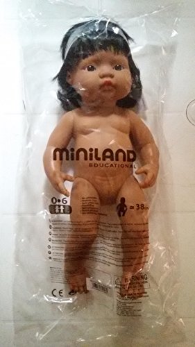 Miniland 15'' Anatomically Correct Baby Doll, Hispanic Girl