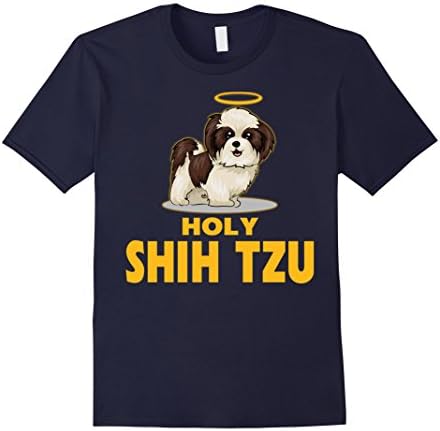 Mens Holy Shih Tzu T Shirt Funny Dog Shitzu Shirts Gift XL Navy
