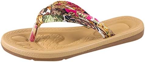 Tsmile Summer Women's Non-Slip Flip Flops Fashion Bohemia Sweet Print Sandals Flat Roman Beach Casual Slippers