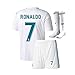 Youth Real Madrid #7 Ronaldo Kids Home Soccer Jersey & Shorts Socks Boys Sizes White