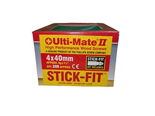 Super High Performance Wood Screw with Stick Fit (Including Stick Bit) Anti Rust, One Hand Driving, State of The Art Pozisquare, Anti-Camout Recess (4.0 x 40mm (200)) — image 1