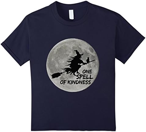 Kids Witch Halloween t-shirt, one spell of kindness 6 Navy