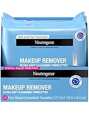 "Neutrogena Makeup Remover Cleansing Face Wipes, Daily Cleansing Facial Towelettes to Remove Waterproof Makeup and Mascara, Alcohol-Free, Value Twin Pack, 25 Count, 2 Pack"