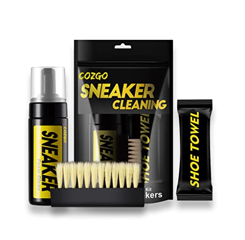 COZGO Shoe Cleaner Kit for Sneaker, Water-Free Foam Sneaker Cleaner 5.3Oz with Shoe Brush and Shoe Cloth,Work on Most Shoes