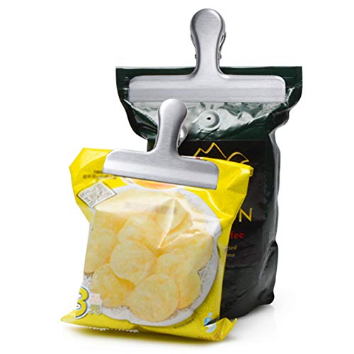 12 Pack Chip Bag Clips-4.7 Inches Wide,Larger and Sturdy Stainless Steel Heavy-Duty Food Bags Clamps.All-Purpose Air Tight Seal Grip Clips for Coffee,Bread,Tea Bags.Office Home Kitchen School Usage.