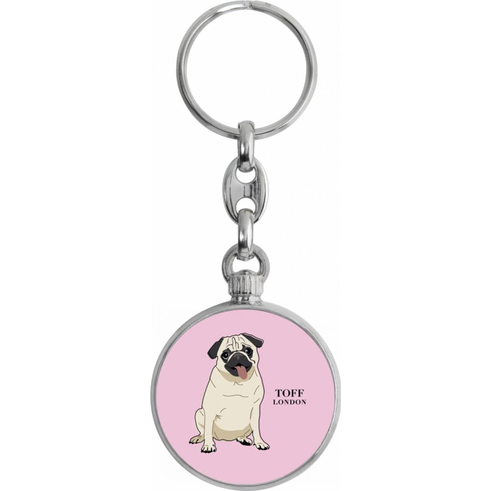 Toff London Beige Pug Dog Keyring