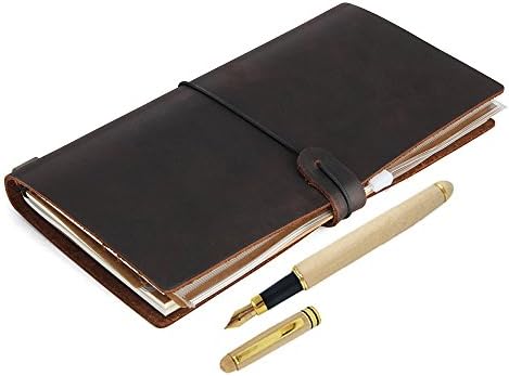 Travelers Notebook Leather Notebooks Journal Refillable Perfect for Writing, Gifts, Fountain Pen Users, Travelers, Professional, Diary. Classic Vintage Style