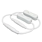 RGBZONE 2 Pack 5.5x2.1mm DC Jack Male to Female Power Adapter Connector Inline On/Off Switch for DC 12V 3528 5050 LED Strip Light,CCTV Security Camera - White