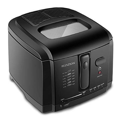 Flexzion Electric Deep Fryer with Basket and lid Oil Fryer Digital Deep