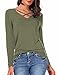 CPOKRTWSO Women Summer Tops Cross Front Deep V-Neck Long Sleeve Tees Top ArmyGreen S