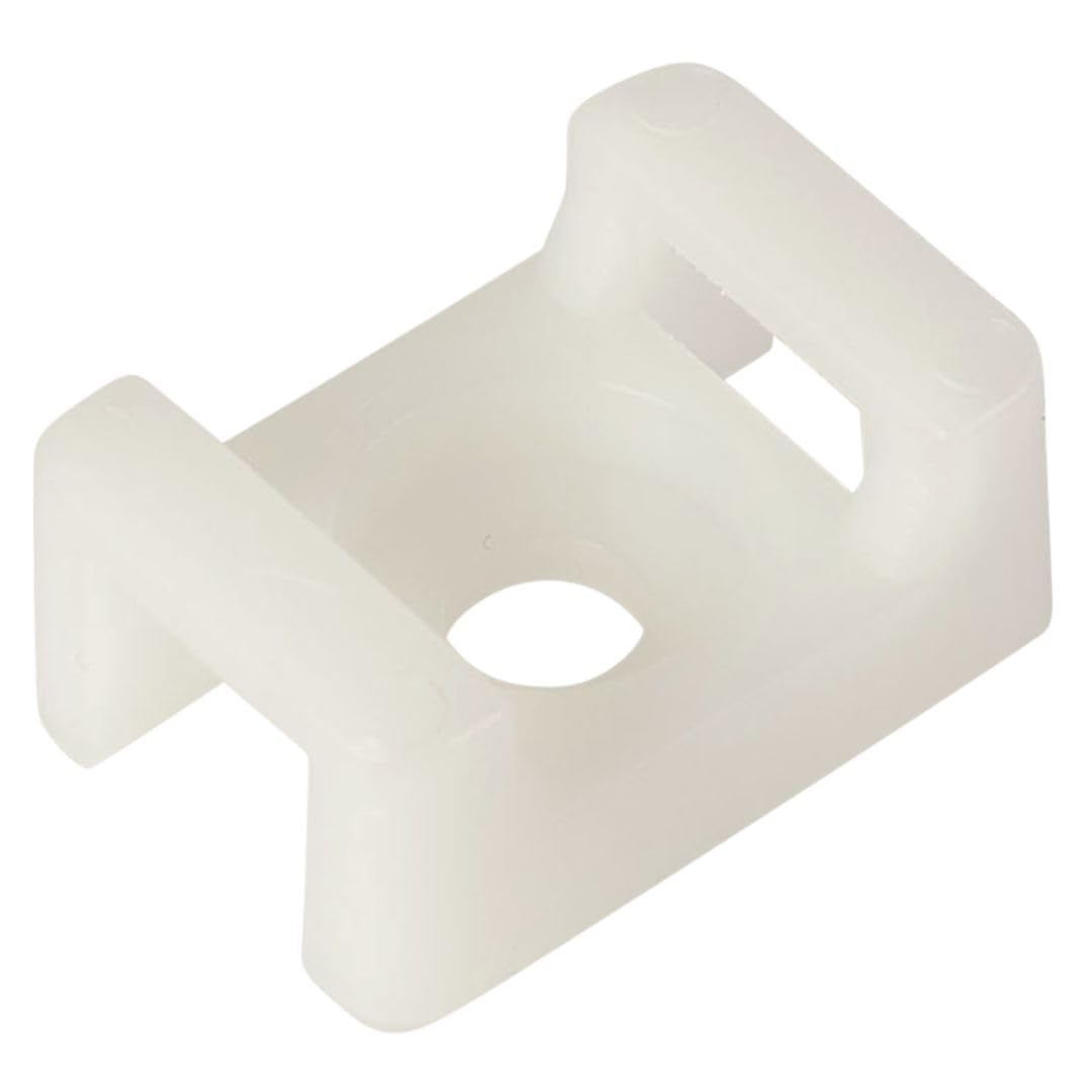 GTSE 100 Pack of White/Natural Screw Mount Cable Tie Bases - Cable Ties up to 9mm Wide - 5mm (M5) Screw Hole - Saddle Mount Cable Tie Fixings…
