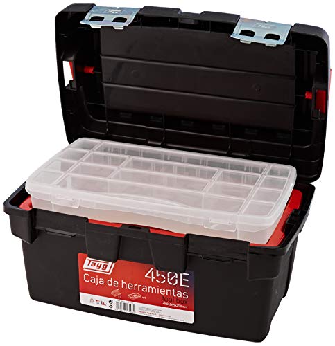 Tayg 136009 Werkzeugkasten aus Kunststoff Nr.36 Werkzeugkoffer No 36/580 x 285 x 290 mm/schwarz-rot – Bild 3