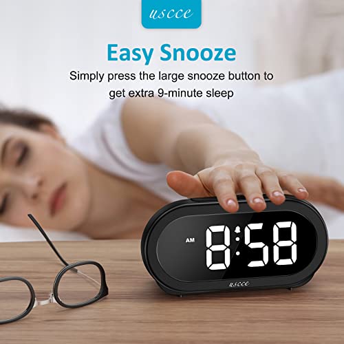 USCCE Small LED Digital Alarm Clock with Snooze, Easy to Set, Full