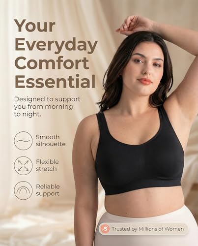 SHAPERMINT Wireless Bras for Women - Full Support Seamless Bralette, Compression Sports Bra, Wirefree Bra