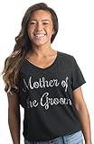Mother Of The Groom | Wedding Rehearsal Dinner Bridal Women's V-Neck T-Shirt-(Vneck,M),Black