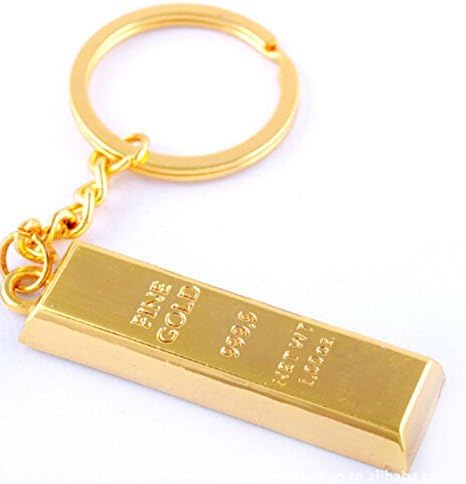 Pmw – Bullion Gold Bar Design Metal Key Chain & Key Ring – Pack of 2 – Gold Bar Key Chain – Great Gifting Item