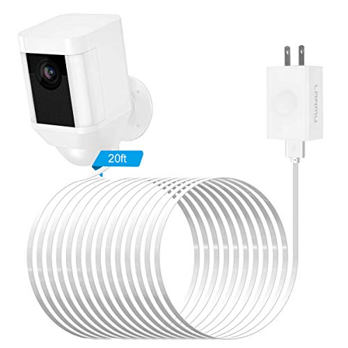 LANMU Power Adapter for Ring Spotlight Cam Battery,with 20ft Weatherproof Outdoor Power Cable Cord and Charger,No More Charging Your Ring Batteries (White)