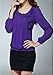 C2U Women Pullover Elegant Wave Flouncing Long Sleeve Chiffon Shirt, Purple, Medium