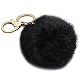 Fluffy Rabbit Fur Ball Keychain for Car Key Ring Handbag Tote Bag Pendant Charm