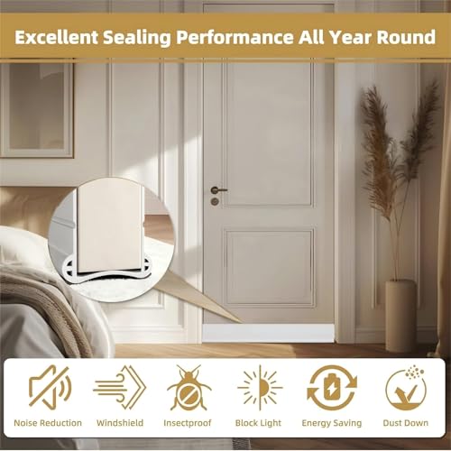 36” Under Door Draft Stopper, Door Draught Excluder for Bottom of Doors, PVC Door Seal for Protection from Sound, Cold, Moisture and Insects (Brown)