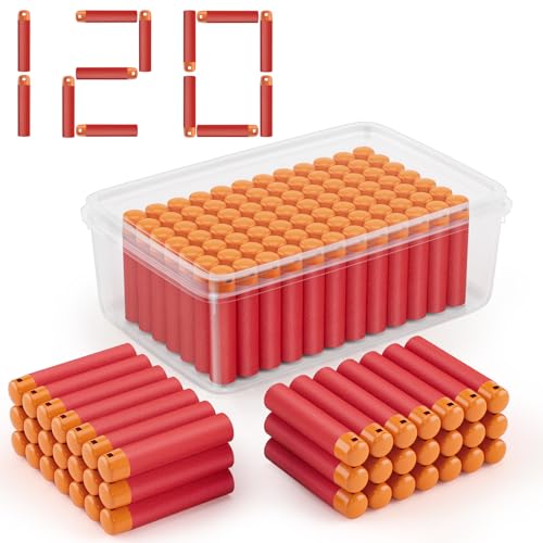 120 Mega Darts Refills for Mega Guns, Mega Dart Bullets Fit for Nerf Mega Guns, Mega Series Blasters, Mega Darts Bulk, Red Darts Fits for Nerf Mega Blasters (0.79in W)