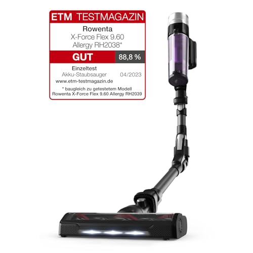 Rowenta X-Force Flex 9.60 Allergy kabelloser Akku-Stabstaubsauger, 100 Air Watt, herausnehmbarer Akku, bis zu 45 Min. Laufzeit, kompakt, Flex-Gelenk, 